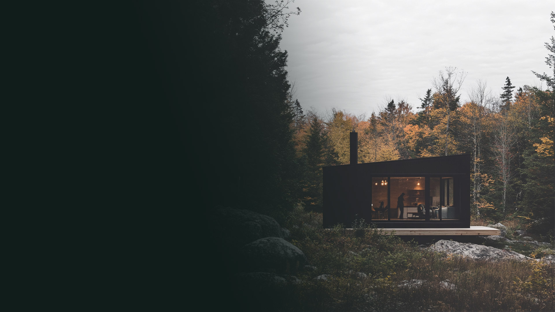 house nestled into nature dark gradient